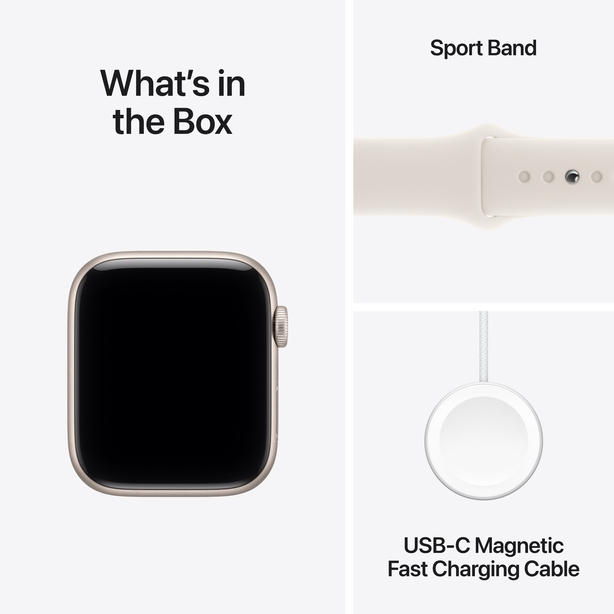 Apple Watch SE 3 GPS + Cellular 44mm Starlight Aluminium Case with Starlight Sport Band - M/L image 8