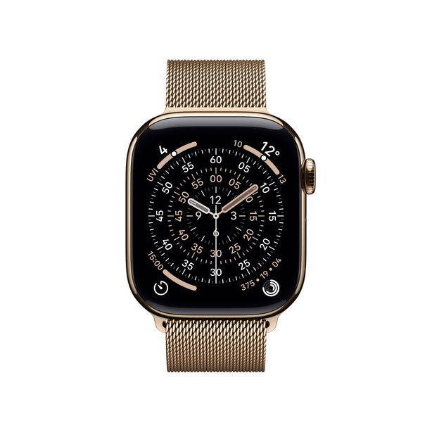 Apple Watch Series 11 GPS + Cellular 42mm Gold Titanium Case with Gold Milanese Loop image 2