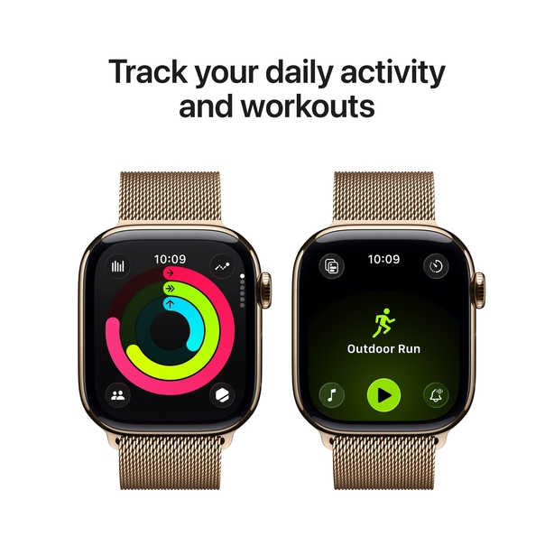 Apple Watch Series 11 GPS + Cellular 42mm Gold Titanium Case with Gold Milanese Loop image 4