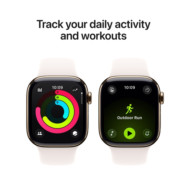 Apple Watch Series 11 GPS + Cellular 42mm Gold Titanium Case with Light Blush Sport Band - M/L image 4