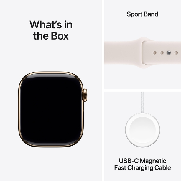 Apple Watch Series 11 GPS + Cellular 42mm Gold Titanium Case with Light Blush Sport Band - M/L image 7