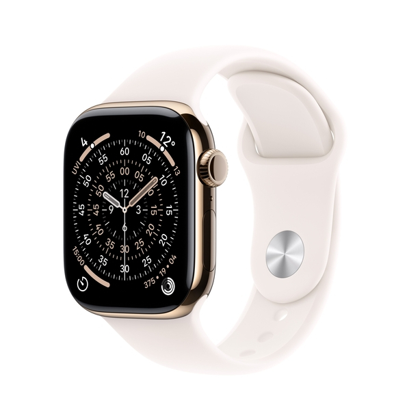 Apple Watch Series 11 GPS + Cellular 42mm Gold Titanium Case with Light Blush Sport Band - S/M image 1