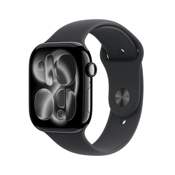 Apple Watch Series 11 GPS + Cellular 42mm Jet Black Aluminium Case with Black Sport Band - M/L image 1