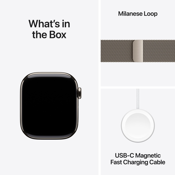 Apple Watch Series 11 GPS + Cellular 42mm Natural Titanium Case with Natural Milanese Loop image 9