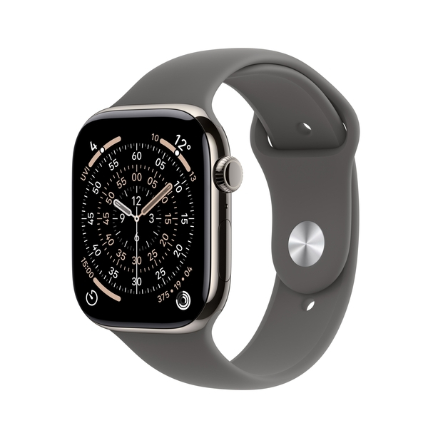 Apple Watch Series 11 GPS + Cellular 42mm Natural Titanium Case with Stone Grey Sport Band - M/L image 1