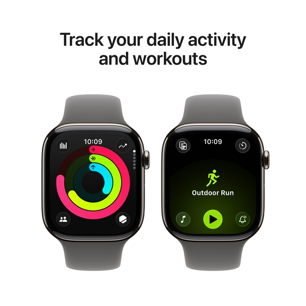 Apple Watch Series 11 GPS + Cellular 42mm Natural Titanium Case with Stone Grey Sport Band - M/L image 4