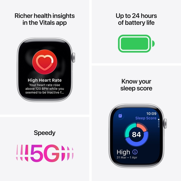Apple Watch Series 11 GPS + Cellular 42mm Natural Titanium Case with Stone Grey Sport Band - S/M image 3