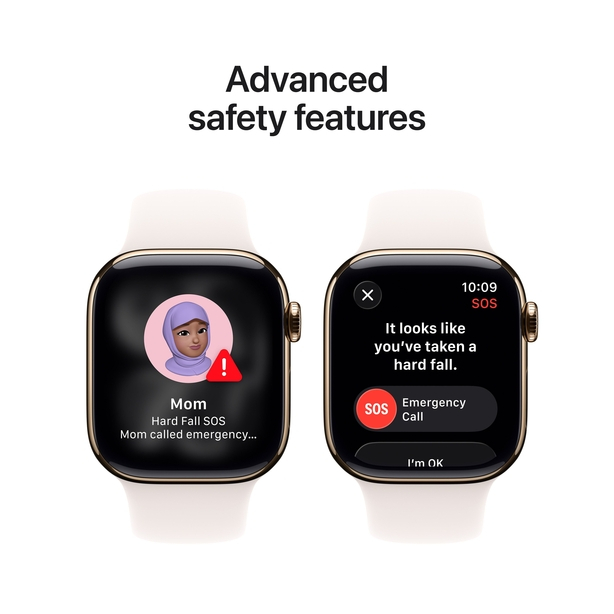 Apple Watch Series 11 GPS + Cellular 46mm Gold Titanium Case with Light Blush Sport Band - S/M image 5