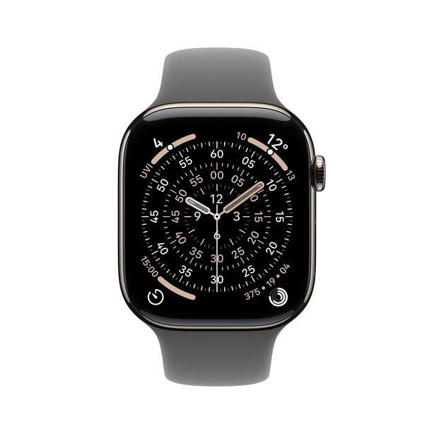 Apple Watch Series 11 GPS + Cellular 46mm Natural Titanium Case with Stone Grey Sport Band - M/L image 2