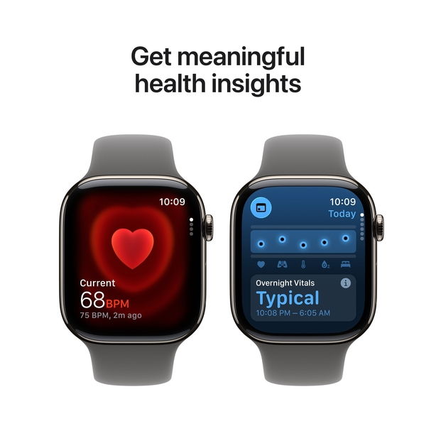 Apple Watch Series 11 GPS + Cellular 46mm Natural Titanium Case with Stone Grey Sport Band - M/L image 5
