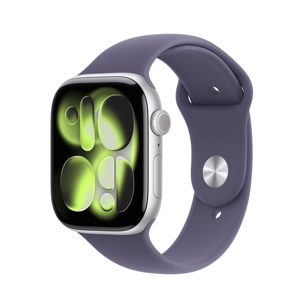 Apple Watch Series 11 GPS + Cellular 46mm Silver Aluminium Case with Purple Fog Sport Band - M/L image 1