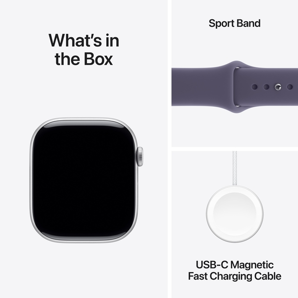 Apple Watch Series 11 GPS + Cellular 46mm Silver Aluminium Case with Purple Fog Sport Band - M/L image 8