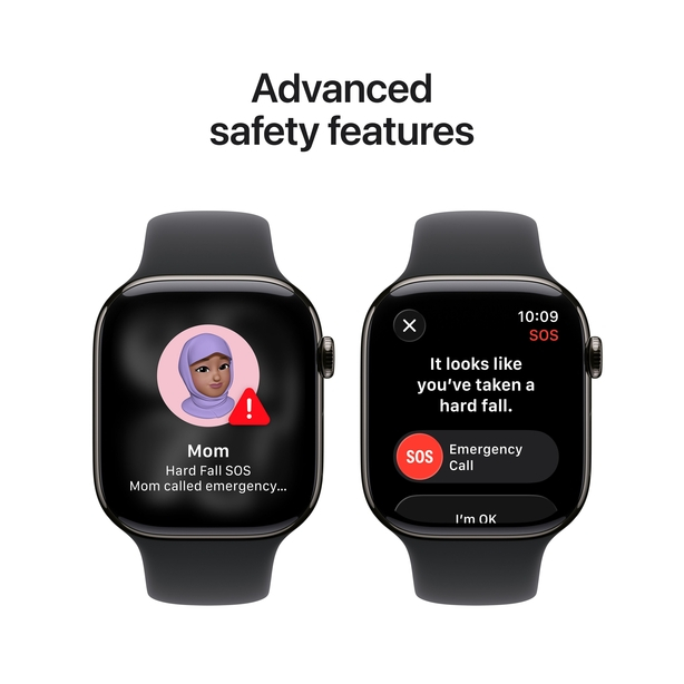 Apple Watch Series 11 GPS + Cellular 46mm Slate Titanium Case with Black Sport Band - M/L image 6