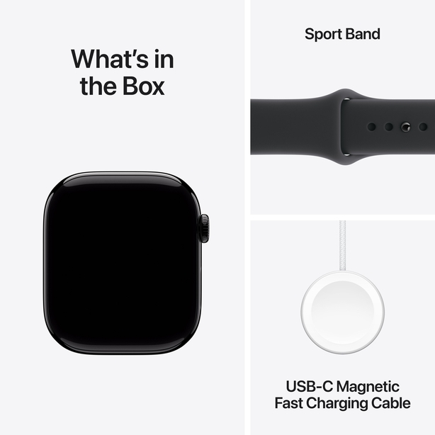 Apple Watch Series 11 GPS 42mm Jet Black Aluminium Case with Black Sport Band - S/M image 7
