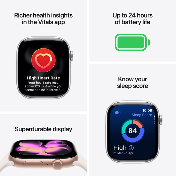 Apple Watch Series 11 GPS 42mm Space Grey Aluminium Case with Black Sport Band - S/M image 3