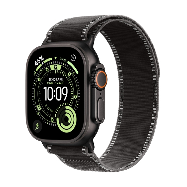 Apple Watch Ultra 3 GPS + Cellular 49mm Black Titanium Case with Black/Charcoal Trail Loop - M/L image 1