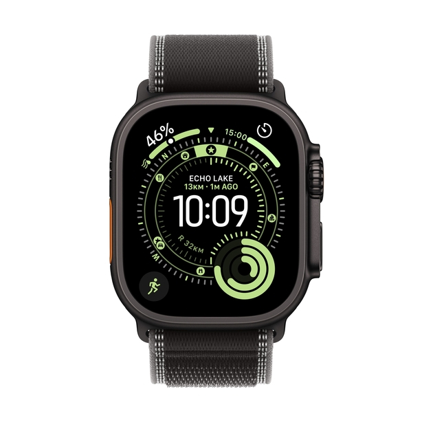 Apple Watch Ultra 3 GPS + Cellular 49mm Black Titanium Case with Black/Charcoal Trail Loop - S/M image 2