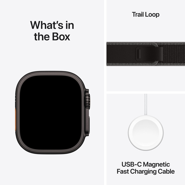 Apple Watch Ultra 3 GPS + Cellular 49mm Black Titanium Case with Black/Charcoal Trail Loop - S/M image 7