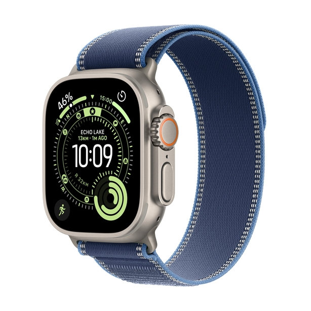 Apple Watch Ultra 3 GPS + Cellular 49mm Natural Titanium Case with Blue/Bright Blue Trail Loop - M/L image 1
