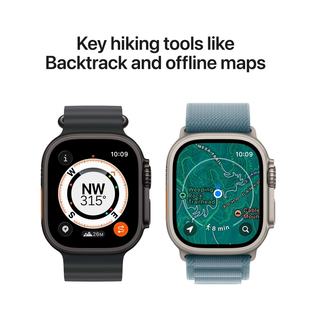 Apple Watch Ultra 3 GPS + Cellular 49mm Natural Titanium Case with Blue/Bright Blue Trail Loop - M/L image 5