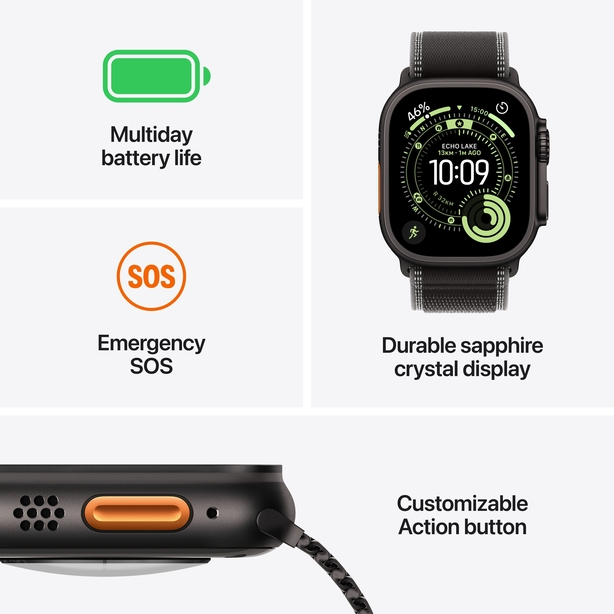 Apple Watch Ultra 3 GPS + Cellular 49mm Natural Titanium Case with Light Blue Alpine Loop - Medium image 2
